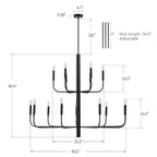 Luminaire minimaliste à 15 lumières, style bougeoir, design ancien à 2 niveaux - 48