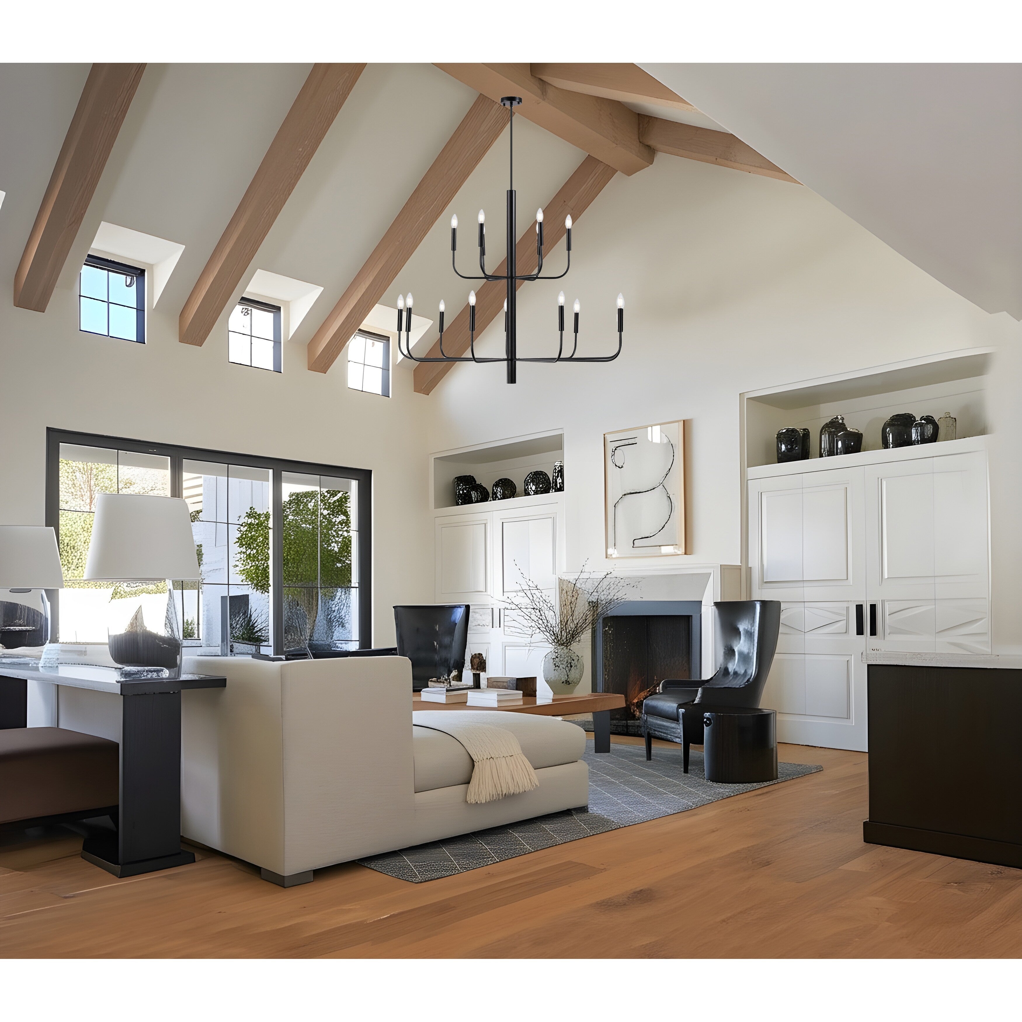 Luminaire minimaliste à 15 lumières, style bougeoir, design ancien à 2 niveaux - 48