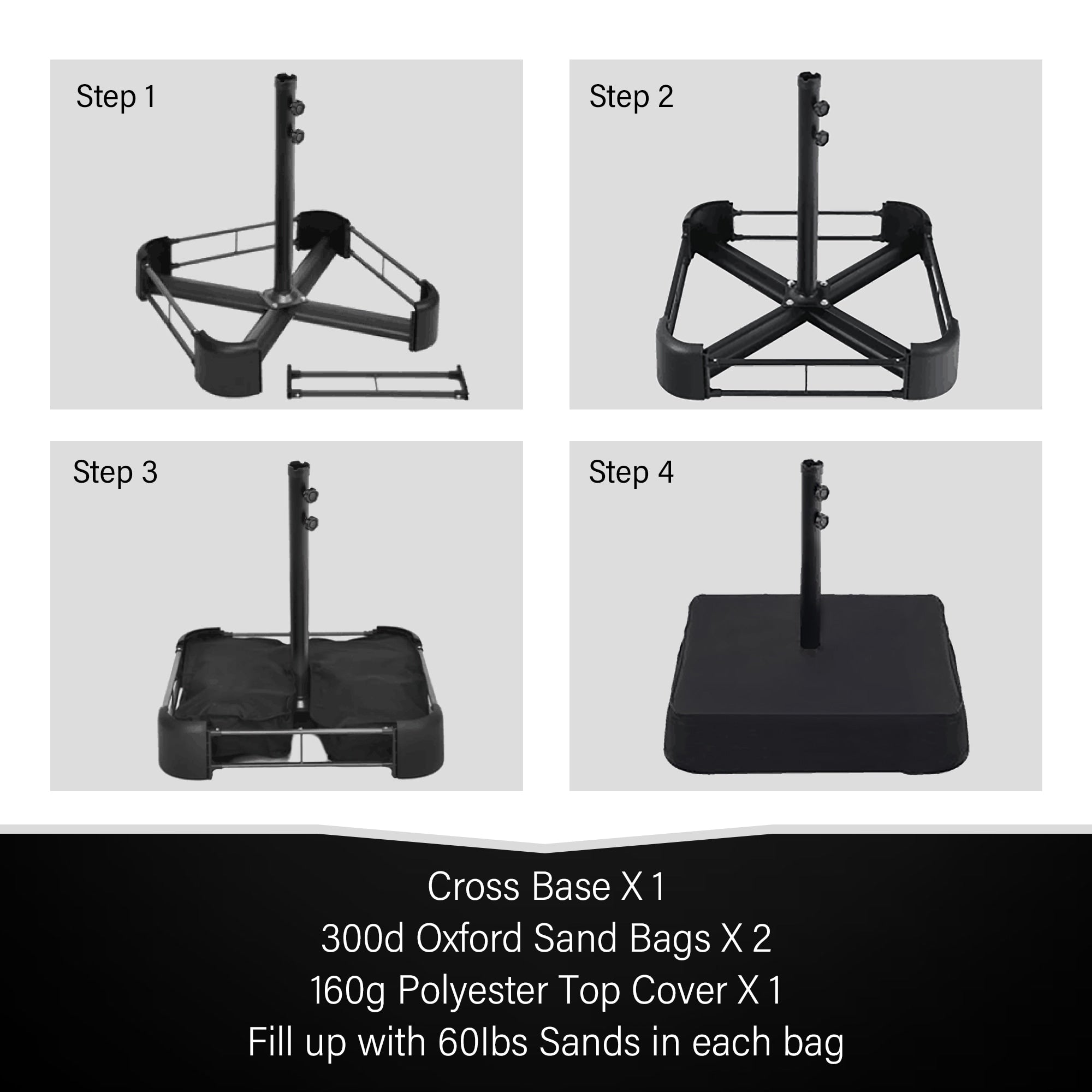 Parasol de terrasse rectangulaire de 4,5 mètres à manivelle, double face, pour extérieur, avec éclairage solaire LED et base incluse.