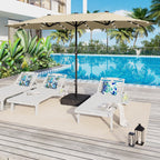 Parasol de terrasse rectangulaire de 4,5 mètres à manivelle, double face, pour extérieur, avec éclairage solaire LED et base incluse.