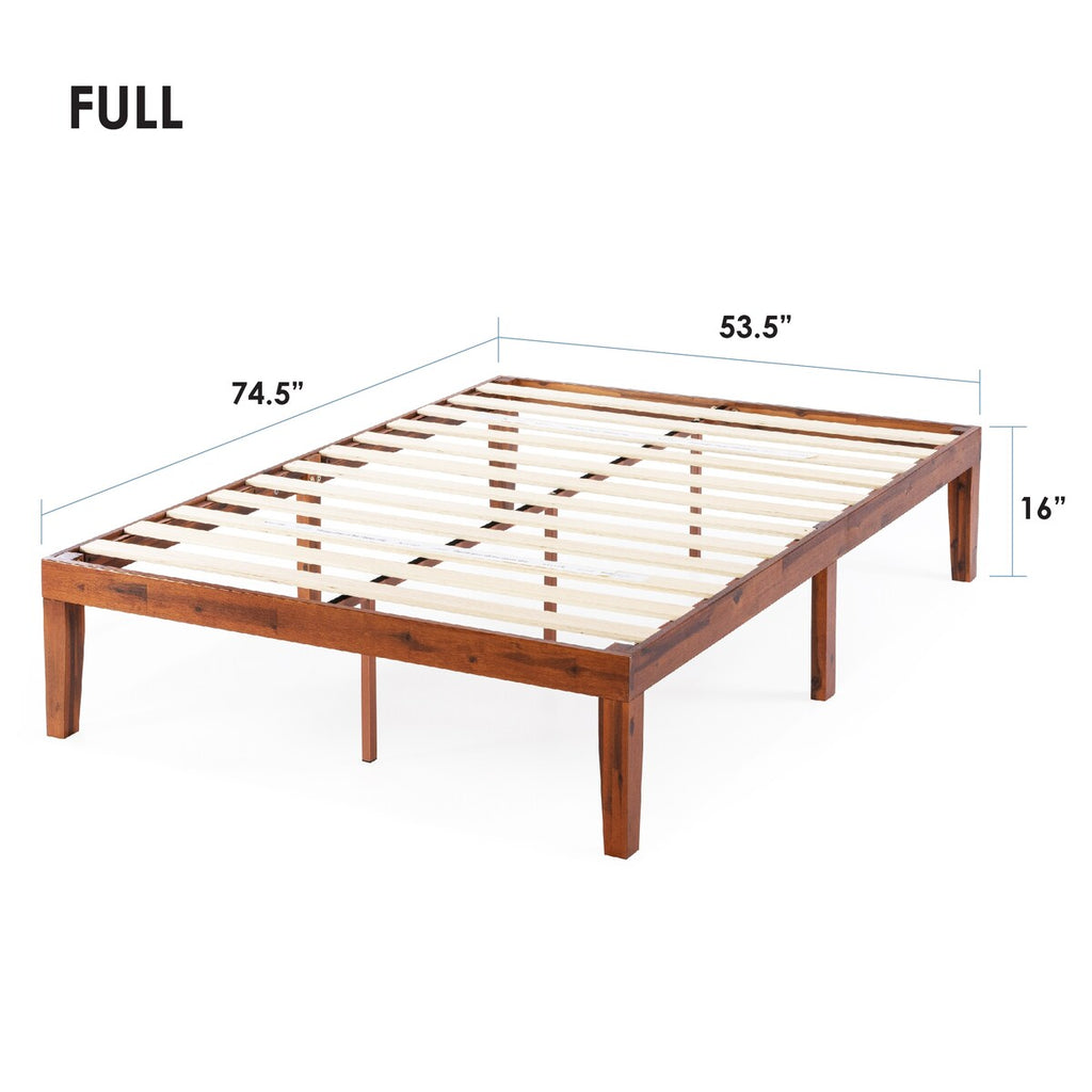 Cadre de lit plateforme en bois massif classique de 40 cm (16 pouces) disponible en plusieurs finitions
