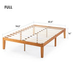 Cadre de lit plateforme en bois massif classique de 40 cm (16 pouces) disponible en plusieurs finitions