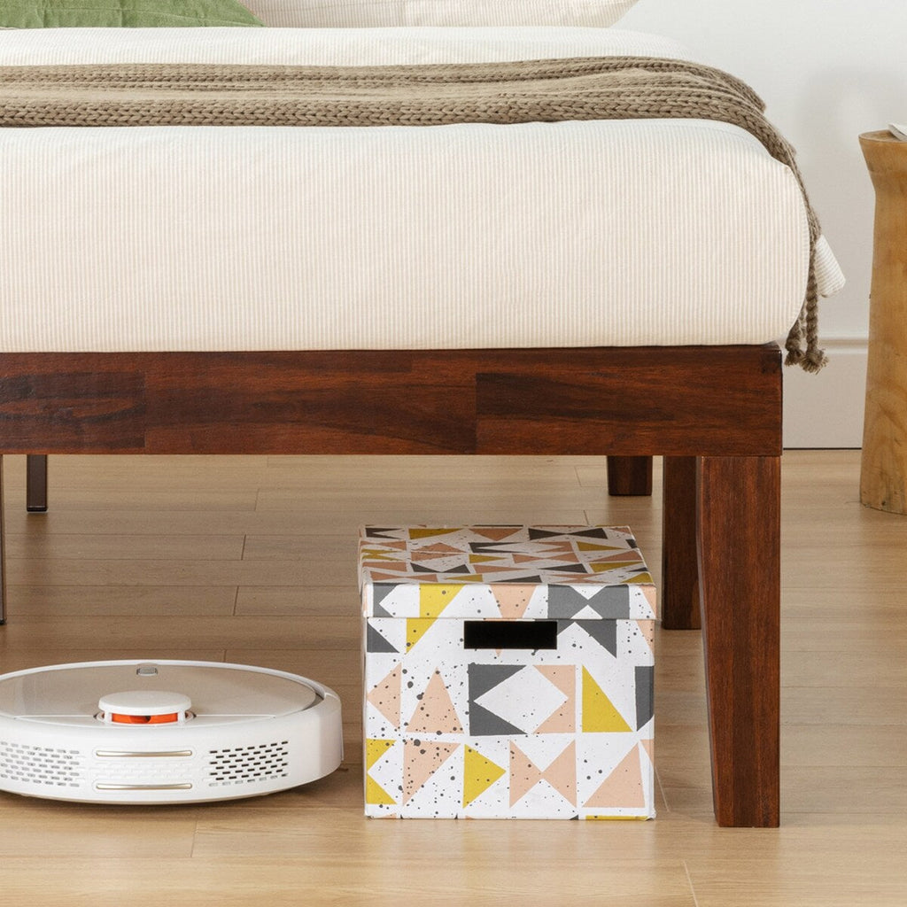 Cadre de lit plateforme en bois massif classique de 40 cm (16 pouces) disponible en plusieurs finitions