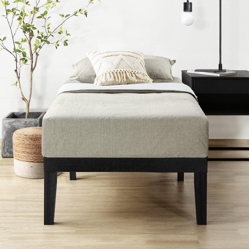 Cadre de lit plateforme en bois massif classique de 40 cm (16 pouces) disponible en plusieurs finitions