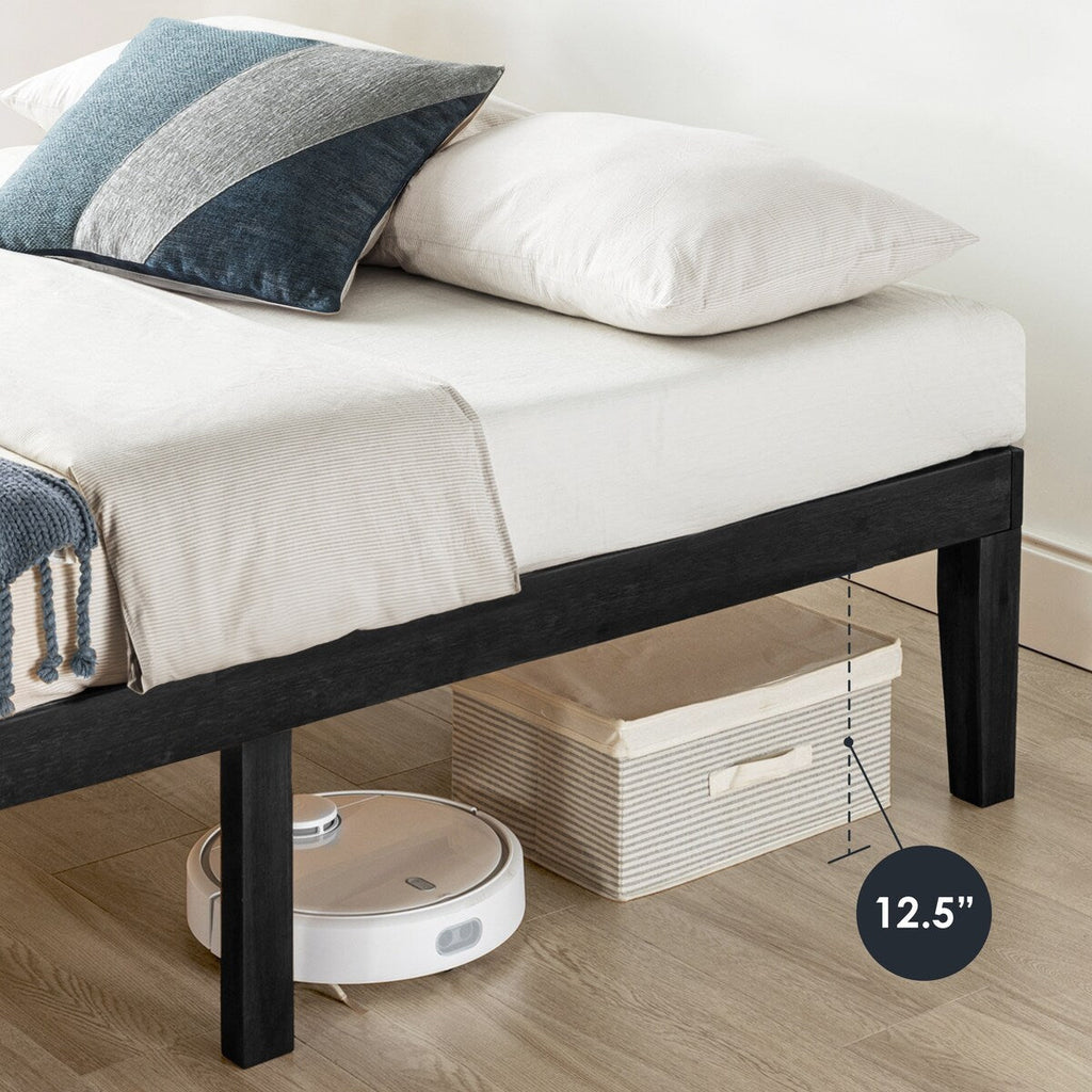 Cadre de lit plateforme en bois massif classique de 40 cm (16 pouces) disponible en plusieurs finitions
