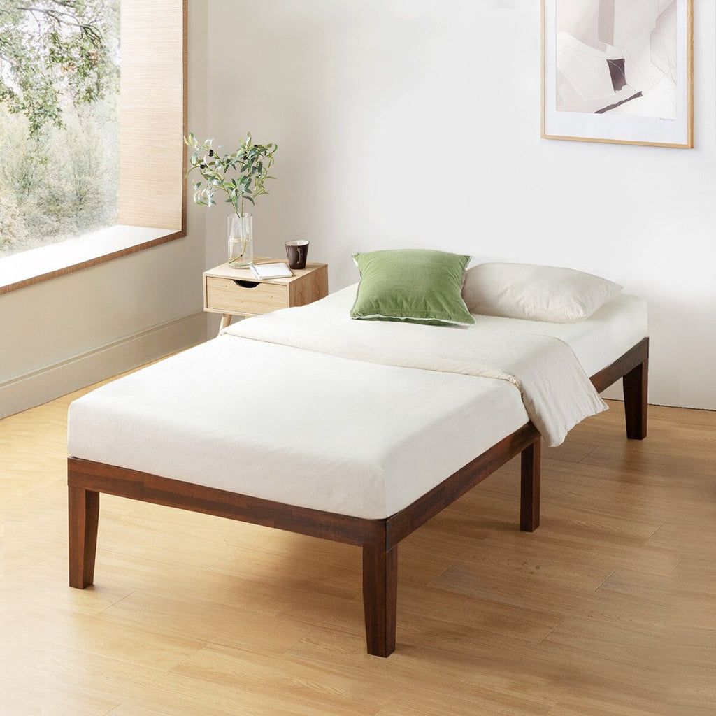 Cadre de lit plateforme en bois massif classique de 40 cm (16 pouces) disponible en plusieurs finitions