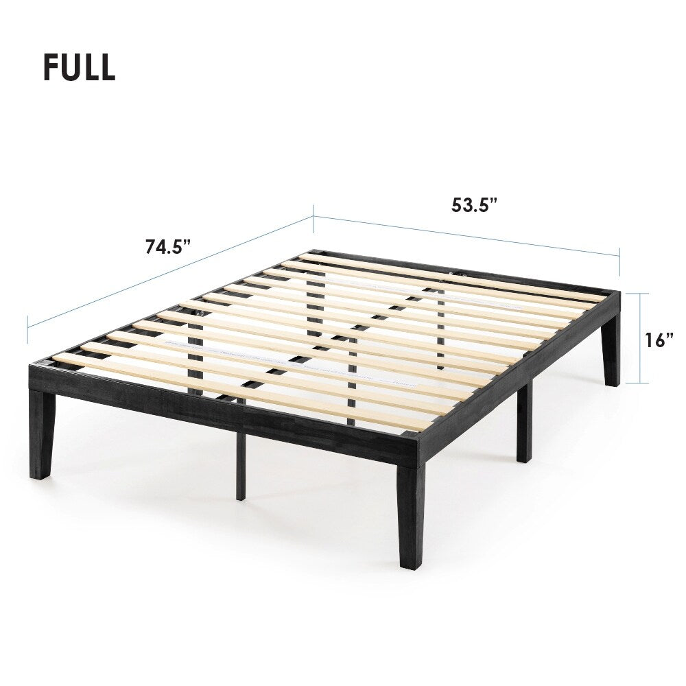 Cadre de lit plateforme en bois massif classique de 40 cm (16 pouces) disponible en plusieurs finitions