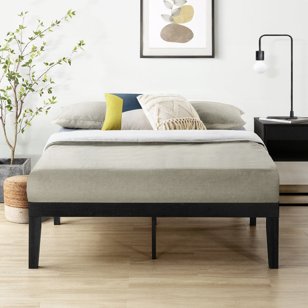 Cadre de lit plateforme en bois massif classique de 40 cm (16 pouces) disponible en plusieurs finitions