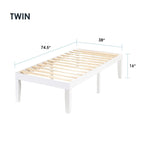 Cadre de lit plateforme en bois massif classique de 40 cm (16 pouces) disponible en plusieurs finitions