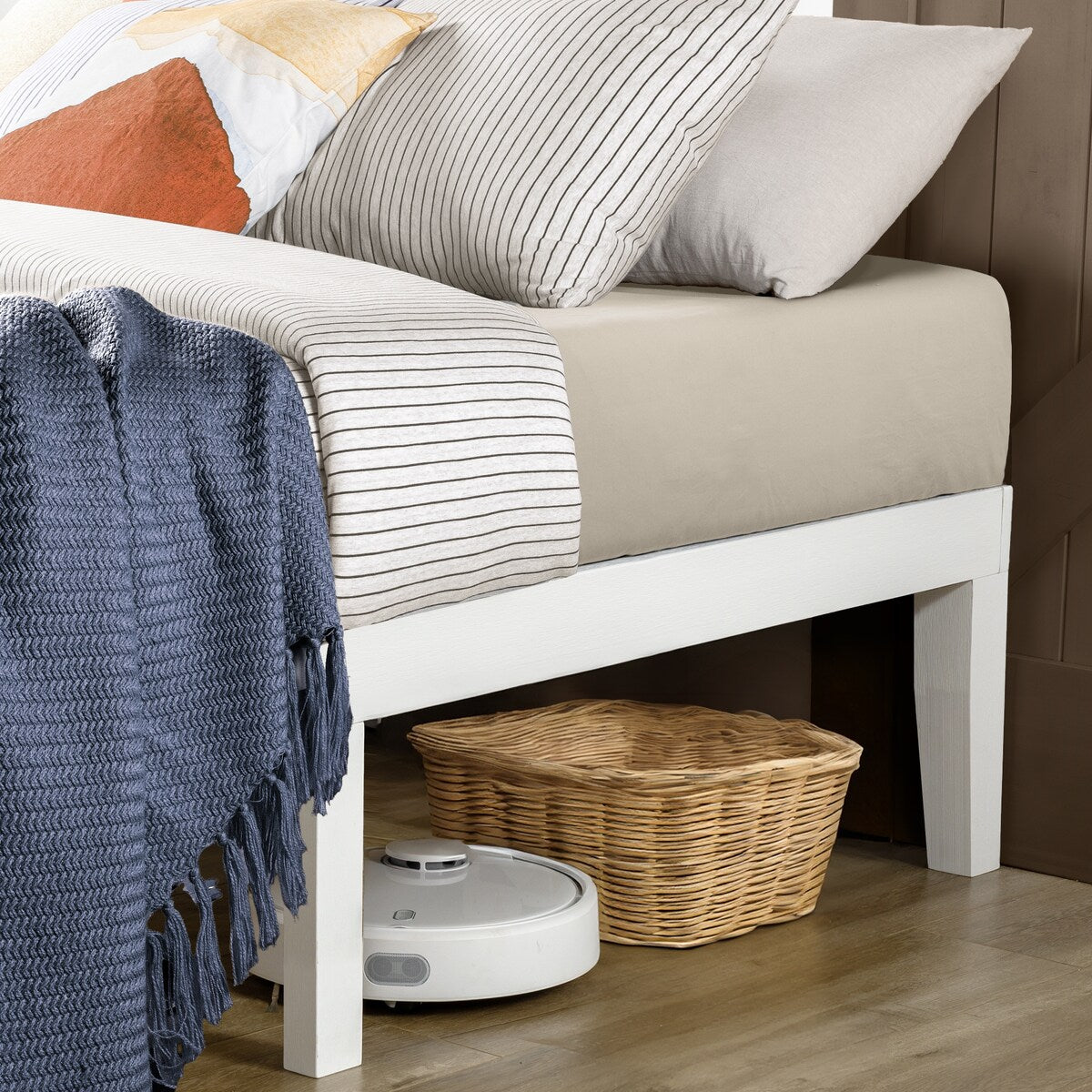 Cadre de lit plateforme en bois massif classique de 40 cm (16 pouces) disponible en plusieurs finitions