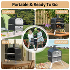 Four à pizza extérieur à 2 niveaux, four à bois pour pizza, barbecue extérieur pour camping - 16 pouces