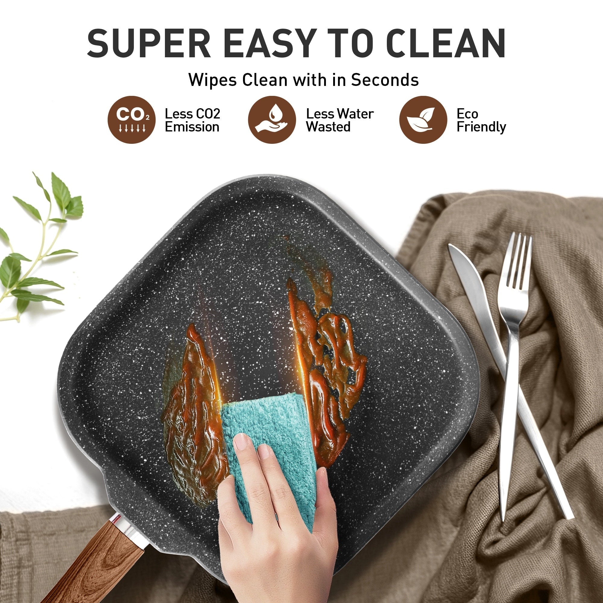 Ensemble de cuisine 17 pièces en granit, ensemble de casseroles et poêles antiadhésives