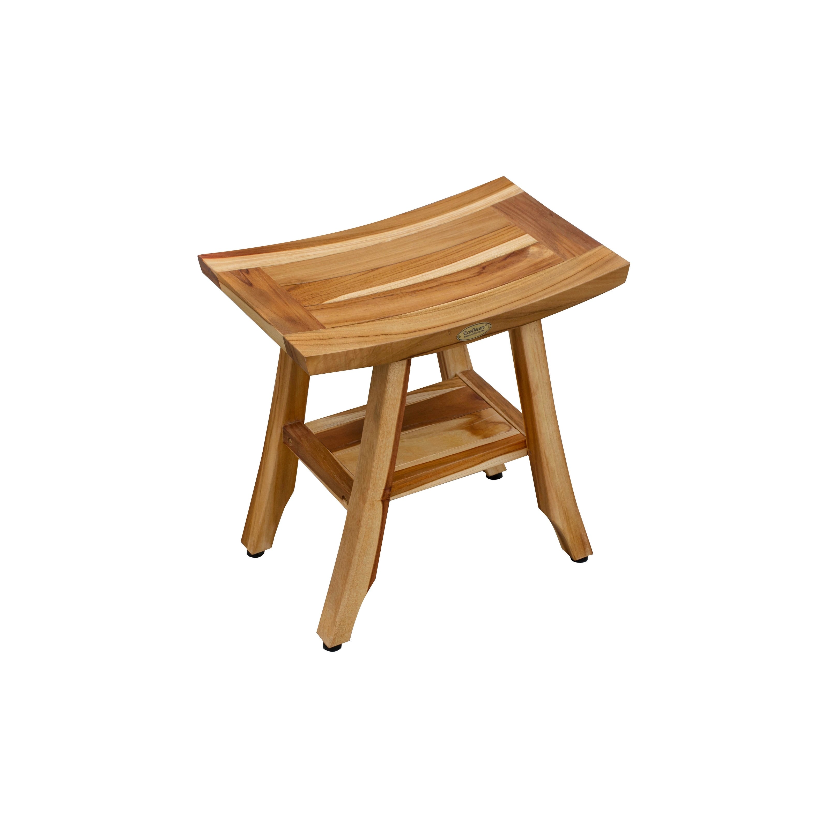 EcoDecors, Banc, Tabouret de douche, Assise de douche, Chaise de douche pour douche intérieure, Petit banc, Banc de douche en teck, Repose-pieds de douche