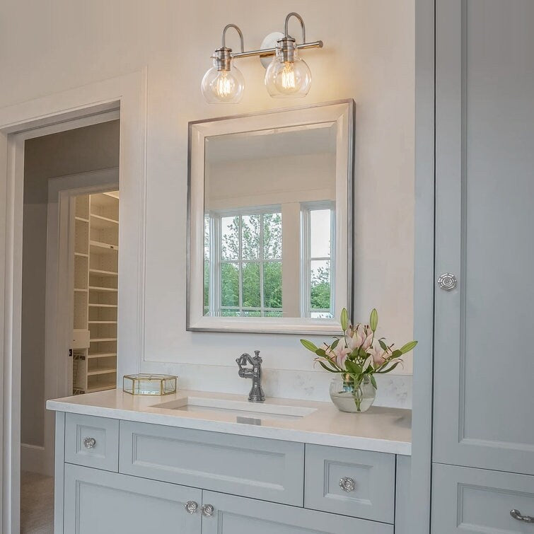 Applique murale pour salle de bain à 2/3 lumières avec abat-jour en verre