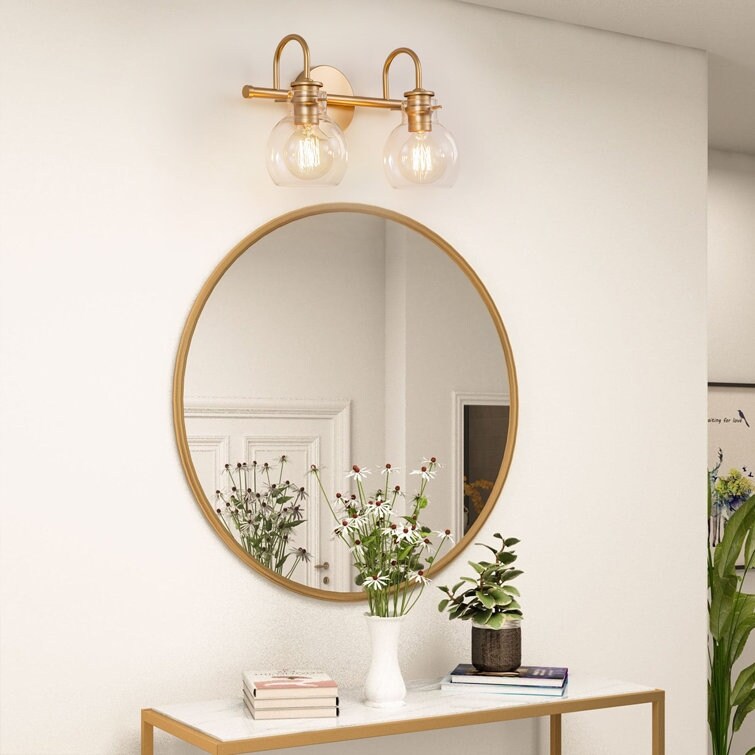 Applique murale pour salle de bain à 2/3 lumières avec abat-jour en verre