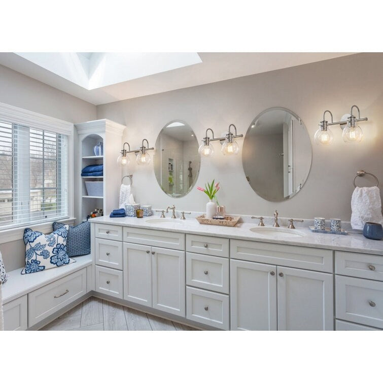 Applique murale pour salle de bain à 2/3 lumières avec abat-jour en verre