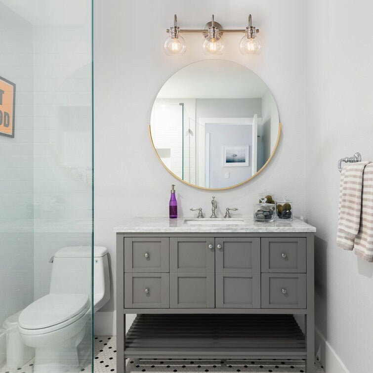 Applique murale pour salle de bain à 2/3 lumières avec abat-jour en verre