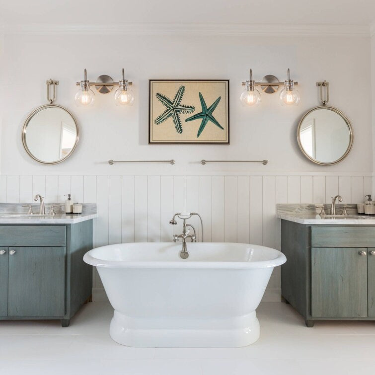 Applique murale pour salle de bain à 2/3 lumières avec abat-jour en verre