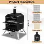 Four à pizza extérieur à 2 niveaux, four à bois pour pizza, barbecue extérieur pour camping - 16 pouces