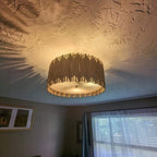 Suspension à 3 lumières en bois blanc vieilli, style tambour, à fixer au plafond