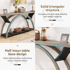 Table de console de canapé étroite et longue à 2 niveaux avec cadre semi-circulaire pour entrée, tables d'appoint de couloir grises