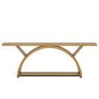 Table de console de canapé étroite et longue à 2 niveaux avec cadre semi-circulaire pour entrée, tables d'appoint de couloir grises