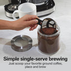 Machine à café 2 en 1, 12 tasses ou portion individuelle, carafe en verre, pause et service automatiques, noir