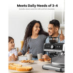 Machine à expresso semi-automatique 20 bars avec broyeur et fouet à lait.