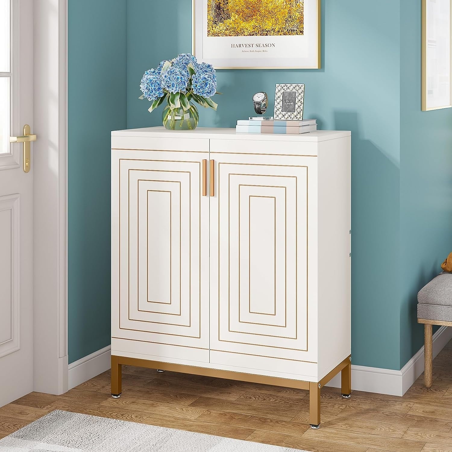 Meuble à chaussures moderne avec portes, pouvant contenir 20 paires, organiseur de chaussures d'entrée indépendant à 6 niveaux.