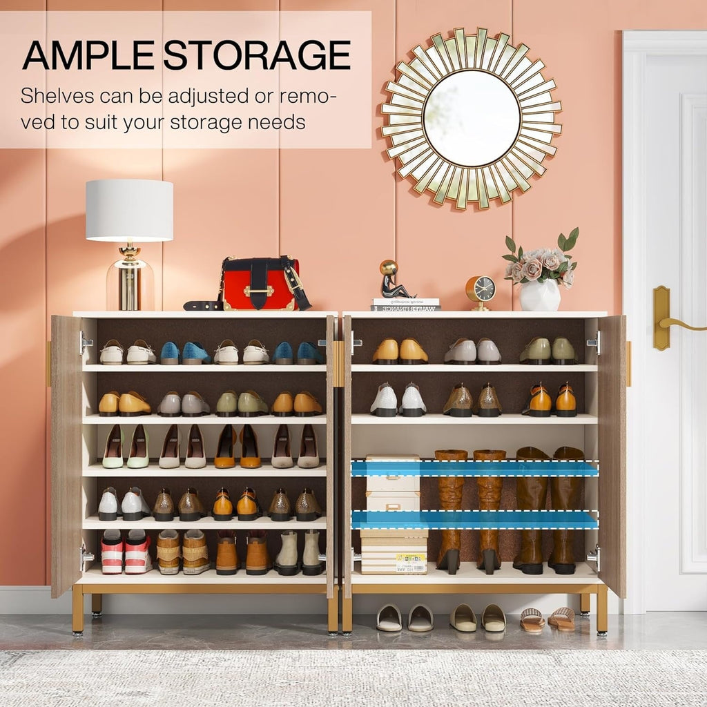 Meuble à chaussures moderne avec portes, pouvant contenir 20 paires, organiseur de chaussures d'entrée indépendant à 6 niveaux.