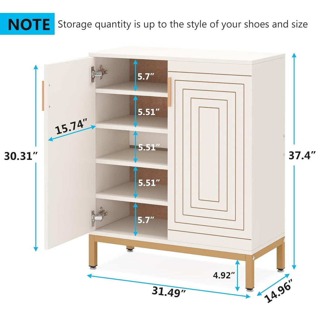 Meuble à chaussures moderne avec portes, pouvant contenir 20 paires, organiseur de chaussures d'entrée indépendant à 6 niveaux.