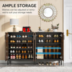 Meuble à chaussures pour 20 paires, meuble de rangement moderne de 95 cm avec portes, blanc et or.