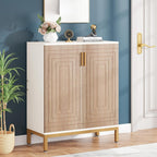 Meuble à chaussures pour 20 paires, meuble de rangement moderne de 95 cm avec portes, blanc et or.