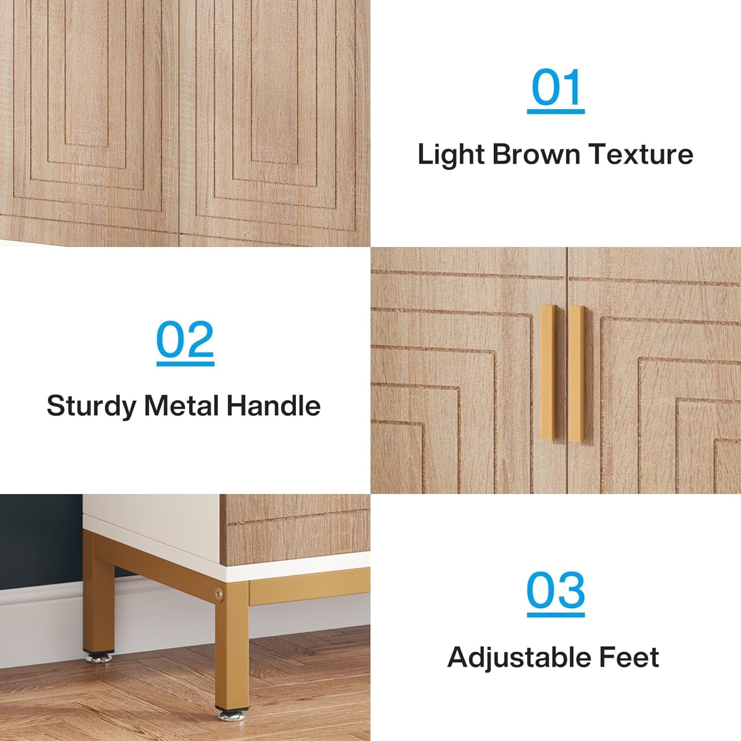 Meuble à chaussures pour 20 paires, meuble de rangement moderne de 95 cm avec portes, blanc et or.