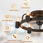 Ventilateur de plafond moderne de style farmhouse de 20 pouces, LED, à profil bas, à montage encastré, avec télécommande pour salon.