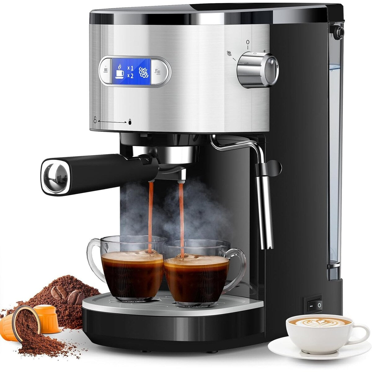 Machine à expresso 20 bars avec buse vapeur pour faire mousser le lait, machine à cappuccino et latte pour la maison, cadeau pour les amateurs de café