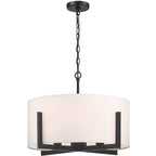 Suspension lumineuse à 4 lumières, 56 cm (22 po), noir mat, avec abat-jour blanc en forme de tambour - 22 W