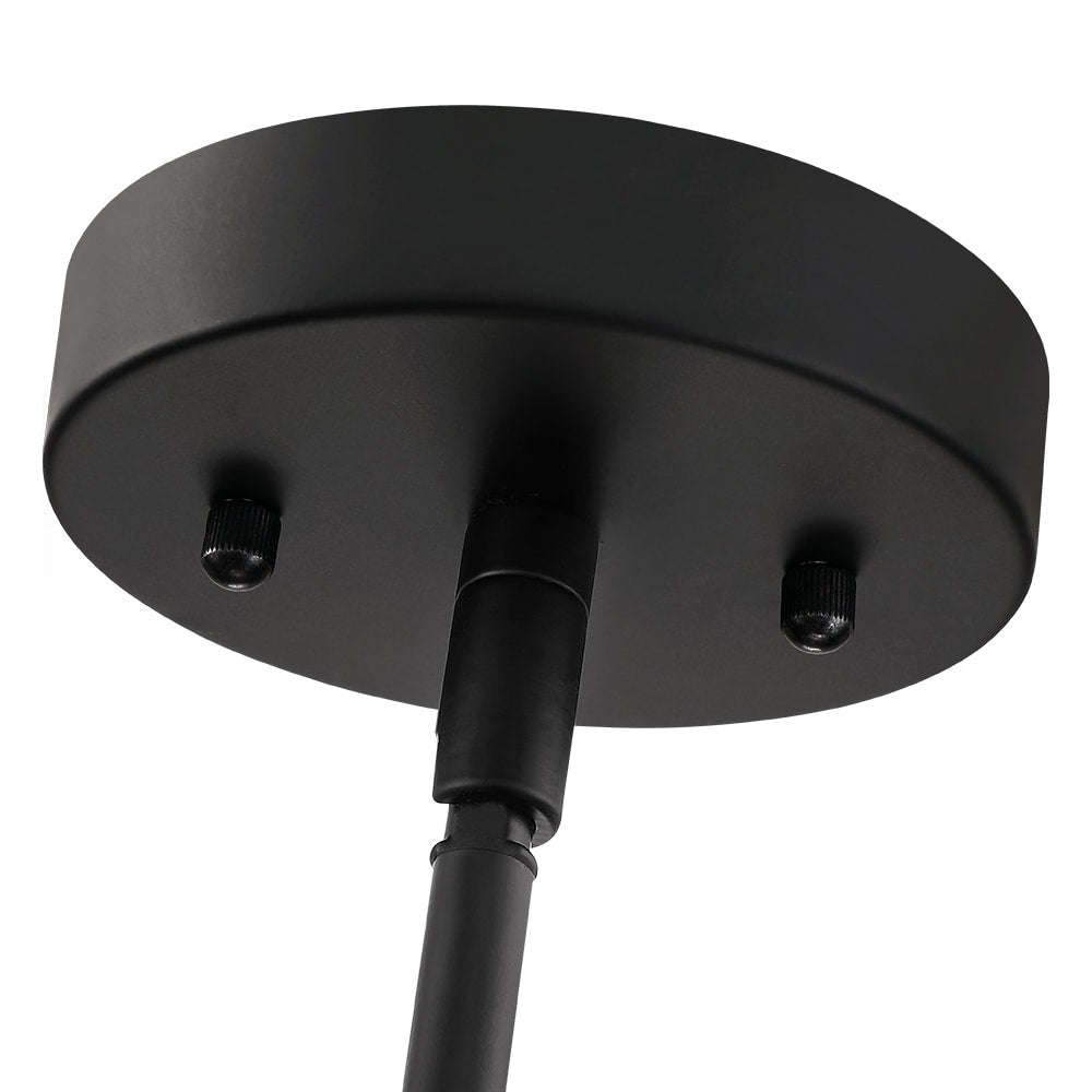 Suspension à 4 lumières en rotin à plusieurs niveaux, avec abat-jour noir - 56 cm de largeur