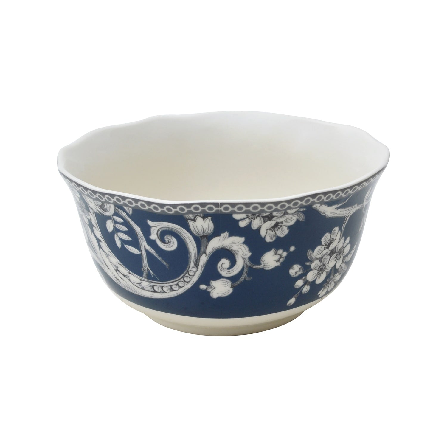 Service de table en porcelaine 222 Fifth Adelaide, 16 pièces, avec assiettes rondes, bols et tasses, bleu foncé