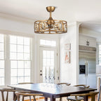 Ventilateur de plafond avec cage en cristal moderne, 22 lumières, avec télécommande