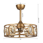 Ventilateur de plafond avec cage en cristal moderne, 22 lumières, avec télécommande