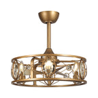 Ventilateur de plafond avec cage en cristal moderne, 22 lumières, avec télécommande