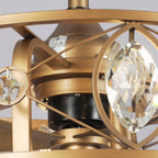 Ventilateur de plafond avec cage en cristal moderne, 22 lumières, avec télécommande