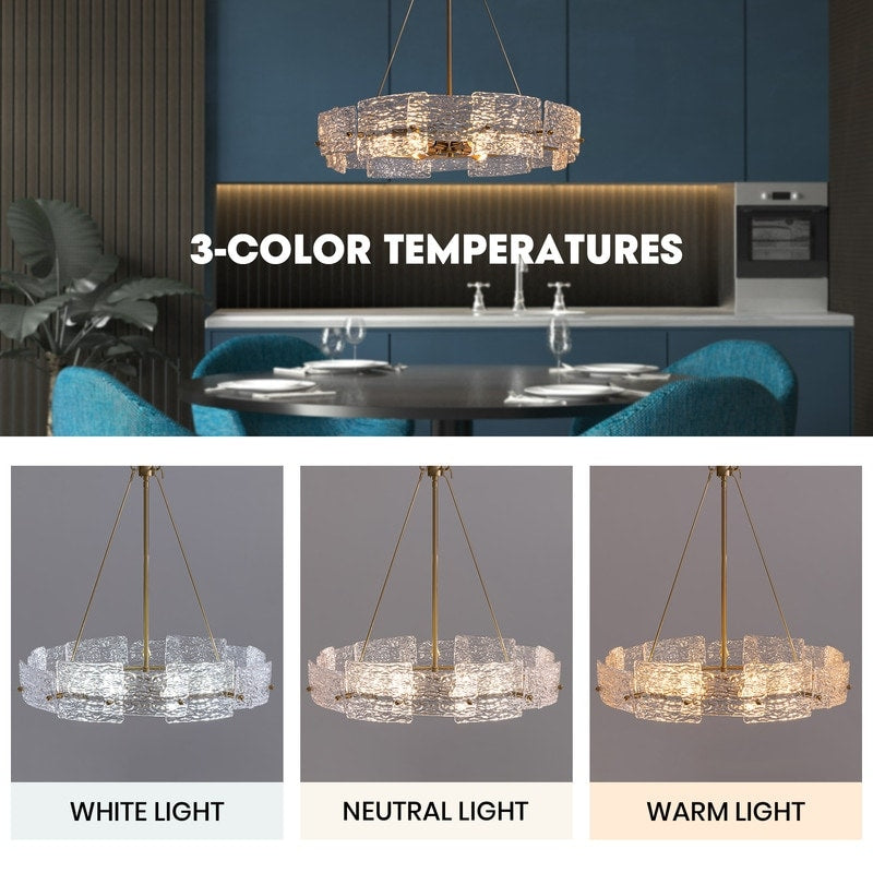 Luminaire suspendu moderne en cristal doré de 60 cm (23,6 po) à 6 lumières, style glamour, pour îlot de cuisine et salle à manger.