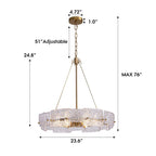 Luminaire suspendu moderne en cristal doré de 60 cm (23,6 po) à 6 lumières, style glamour, pour îlot de cuisine et salle à manger.
