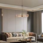 Luminaire suspendu moderne en cristal doré de 60 cm (23,6 po) à 6 lumières, style glamour, pour îlot de cuisine et salle à manger.