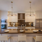 Luminaire suspendu moderne en cristal doré de 60 cm (23,6 po) à 6 lumières, style glamour, pour îlot de cuisine et salle à manger.