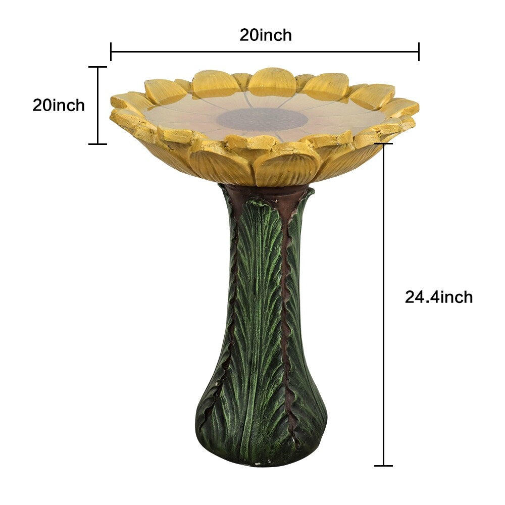 Baignoire à oiseaux en forme de tournesol pour extérieur - 62 cm - Baignoire à oiseaux en béton avec socle