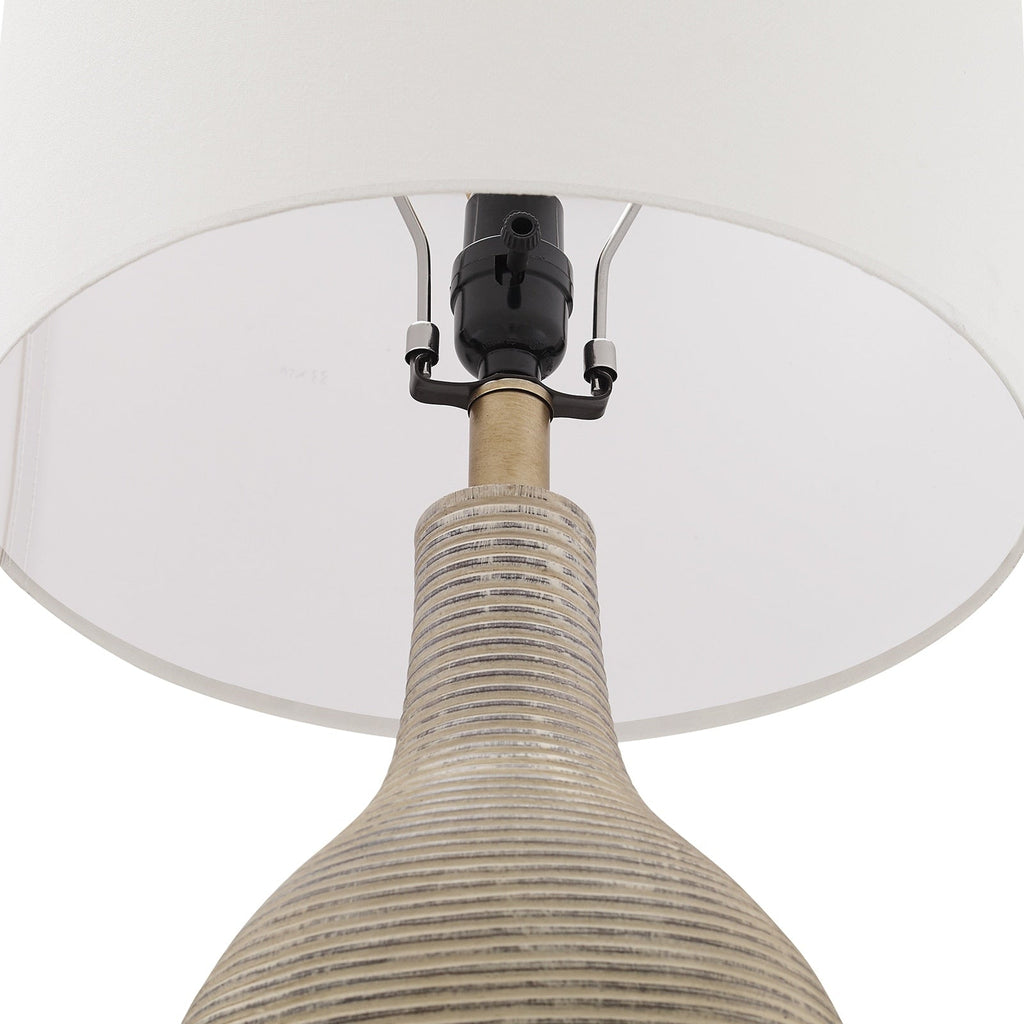 Lampe de table de style farmhouse de 62 cm (24,5 pouces) en beige lavé/doré avec abat-jour en lin blanc (lot de 2) - 62 cm (24,5 pouces) de hauteur
