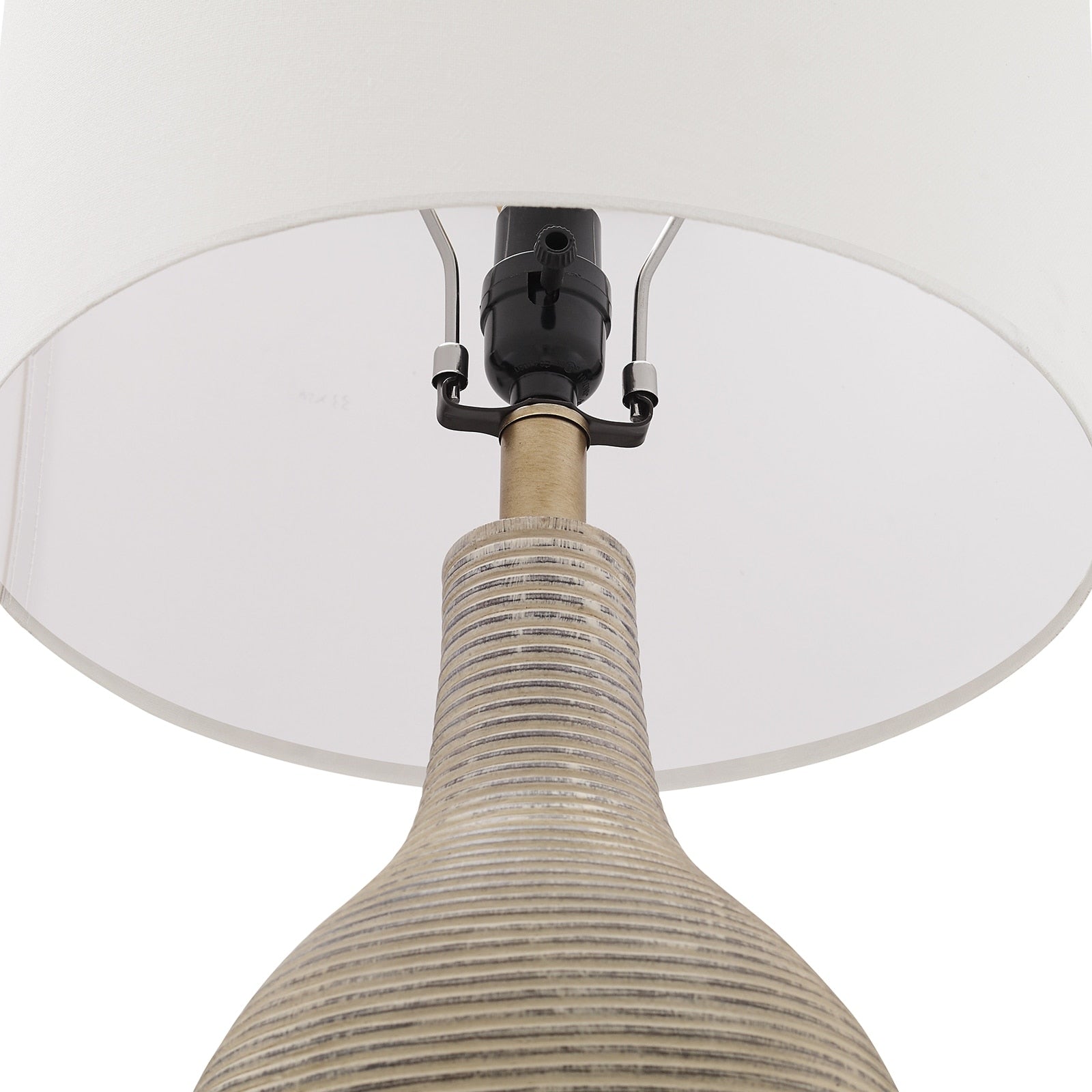 Lampe de table de style farmhouse de 62 cm (24,5 pouces) en beige lavé/doré avec abat-jour en lin blanc (lot de 2) - 62 cm (24,5 pouces) de hauteur